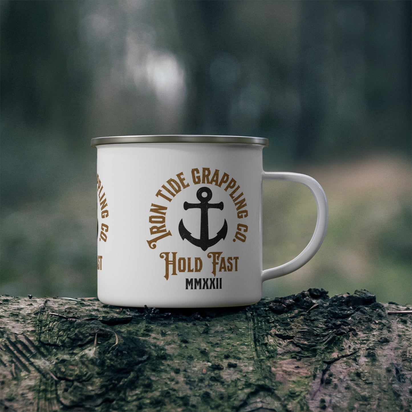 Iron Tide Grappling Co. “Hold Fast” Enamel Camping Mug