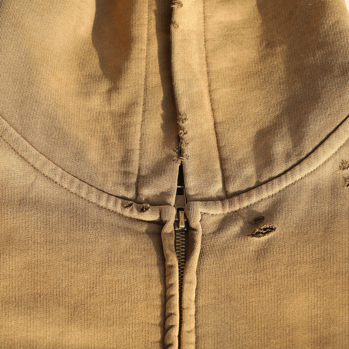 Trace Evidence – Washed Distressed Zip-Up Hoodie