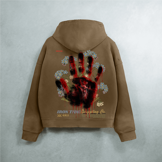 Trace Evidence – Washed Distressed Zip-Up Hoodie