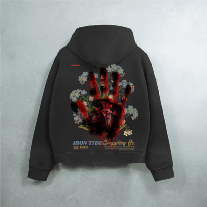 Trace Evidence – Washed Distressed Zip-Up Hoodie