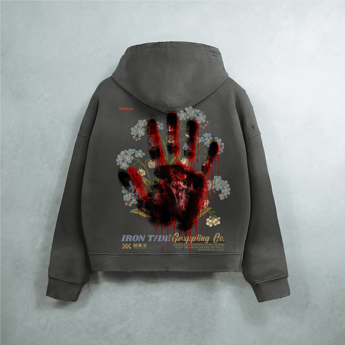 Trace Evidence – Washed Distressed Zip-Up Hoodie